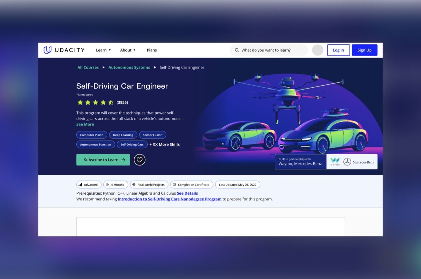 Udacity Enterprise product screen