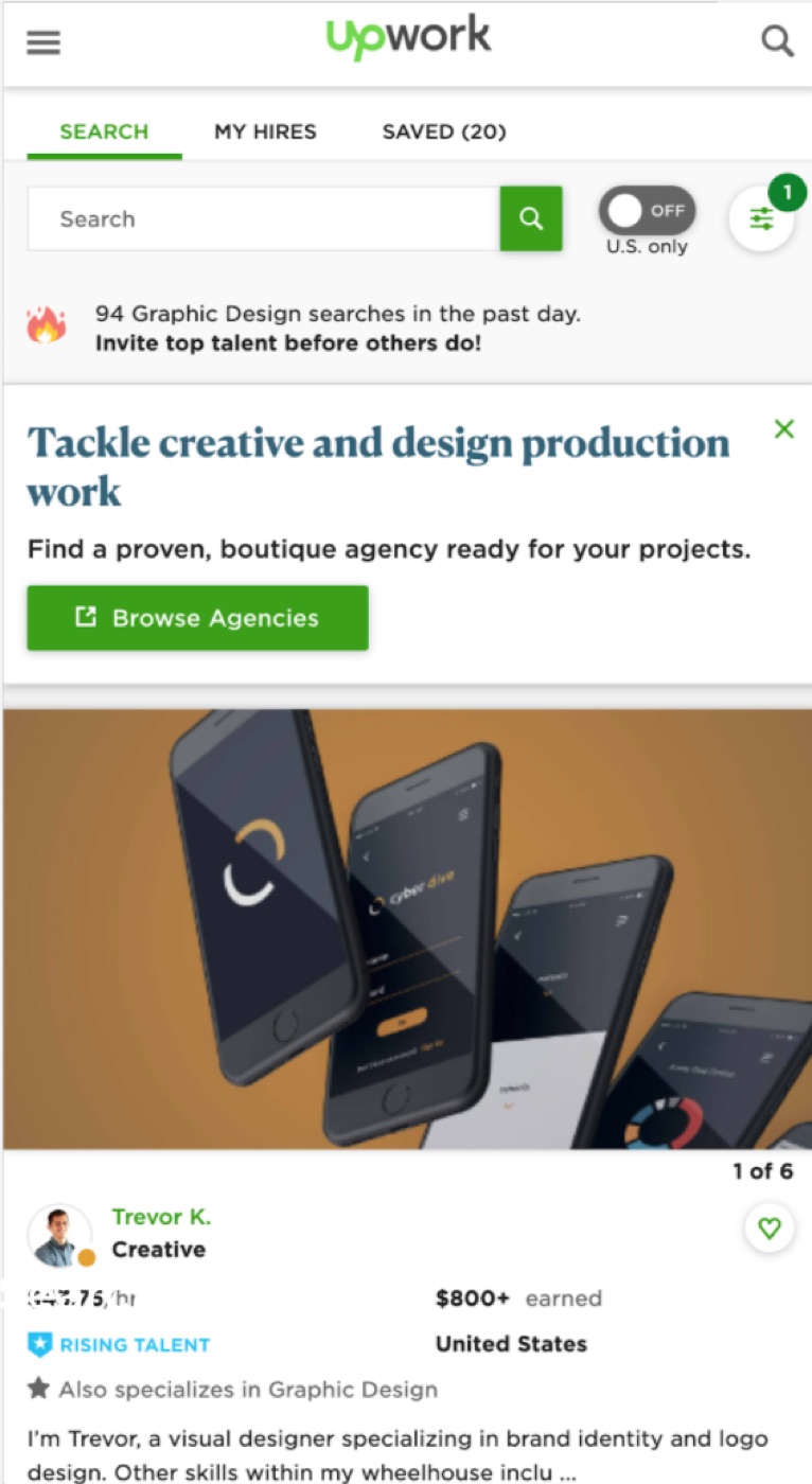 Upwork agency profile page