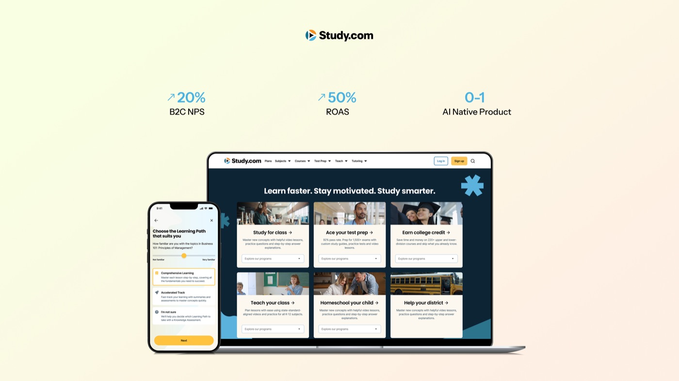 Study.com product screens